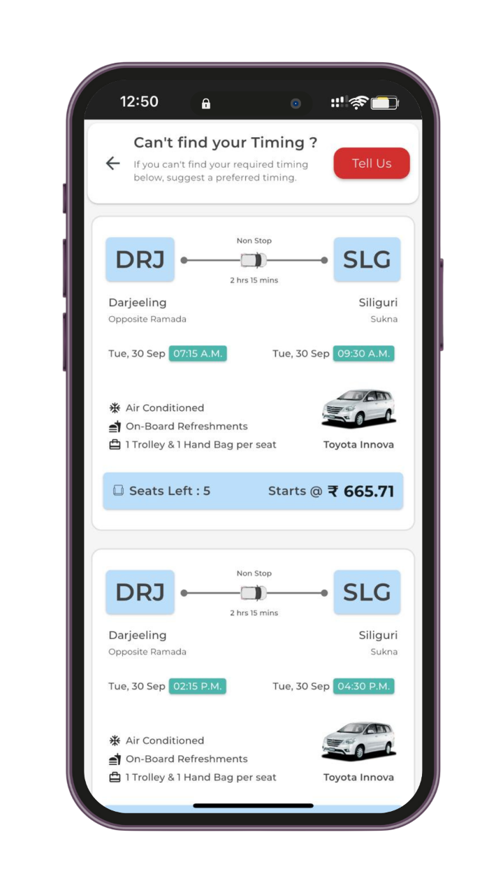 WizzRide App Interface